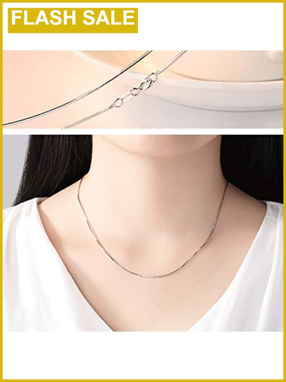 0.8mm Sterling Silver Box Chain Necklace 22 inch Delicate Italian Style - Picture 3 of 6